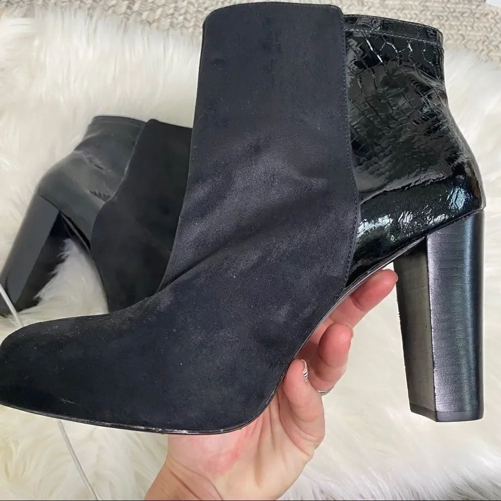 Victor Alfaro black suede croco embossed booties - Picture 8 of 9